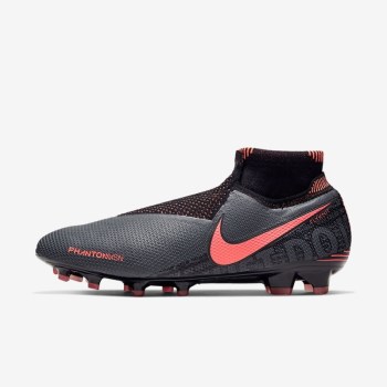 Nike Phantom Vision Elite Dynamic Fit FG - Női Focicipő - Sötét Szürke/Fekete/Világos Mangó